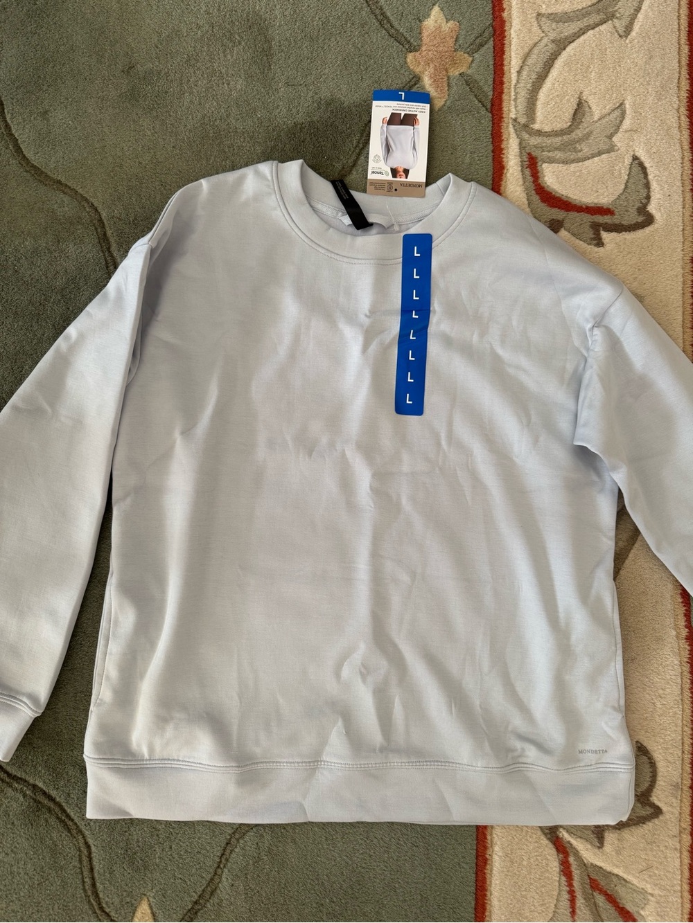 Large woman’s baby blue Crew Neck Long Sleeve Top